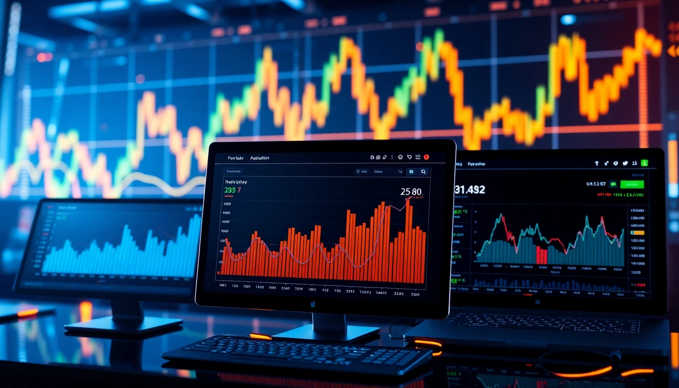 Secure AICoin trading platform with real-time crypto charts on multiple devices, highlighting user-friendly interface and safety features