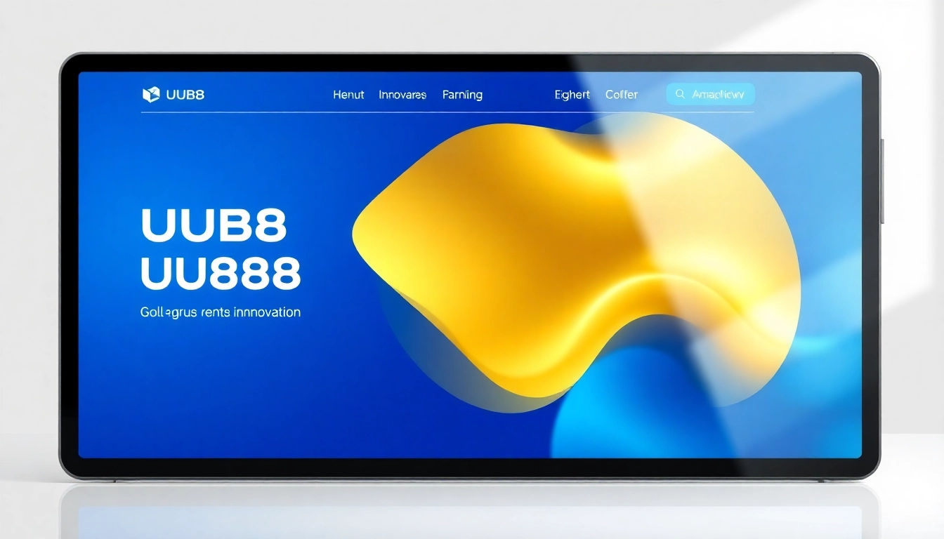 UU88 online platform branding with a sleek, modern interface design focused on trust and user engagement, high-tech aesthetic.