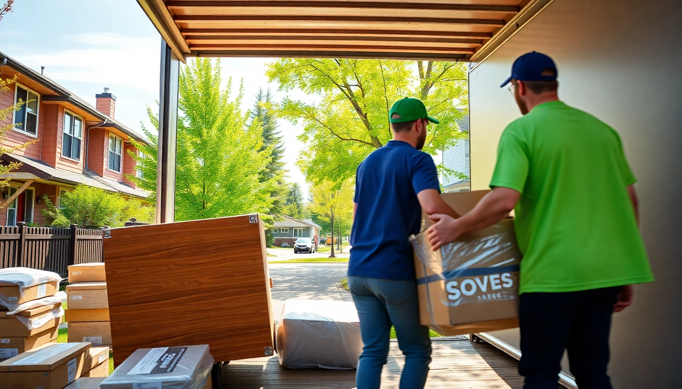 Professional Calgary movers providing expert Calgary moving assistance with care and efficiency in a busy neighborhood setting.