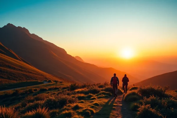 Expert Guided Treks in Indonesia: Experience Trekking with Local Guides Guided trek through scenic mountain landscape with a knowledgeable guide showing the way