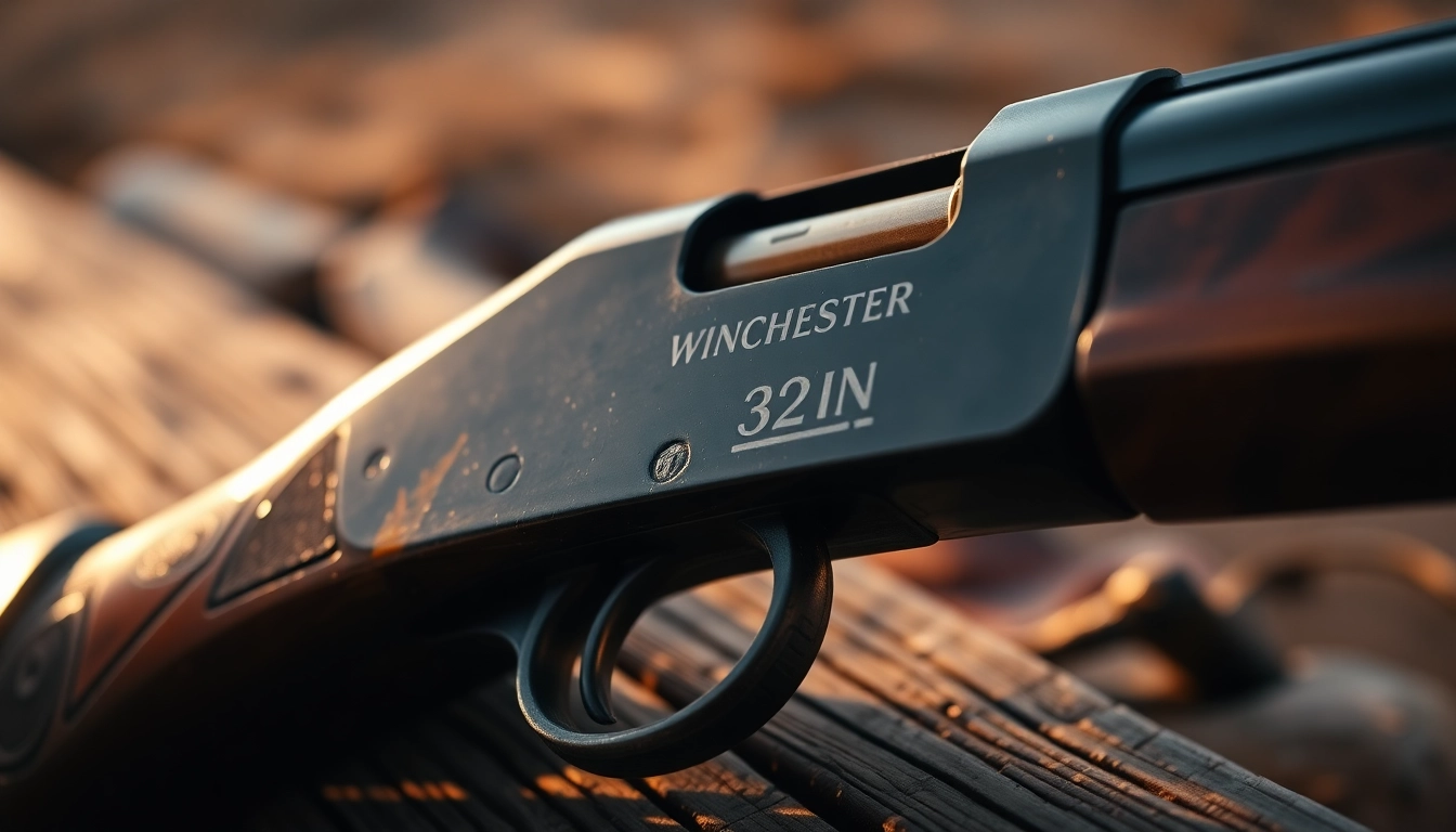 Vintage Winchester rifle showcasing the 32WIN cartridge, emphasizing precision and historical craftsmanship.