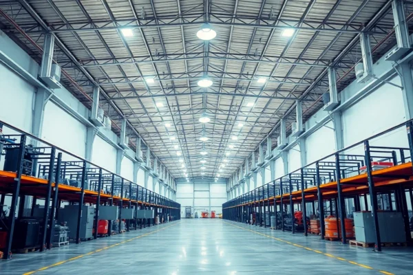 Moderne Industriehalle mit LED-Beleuchtung