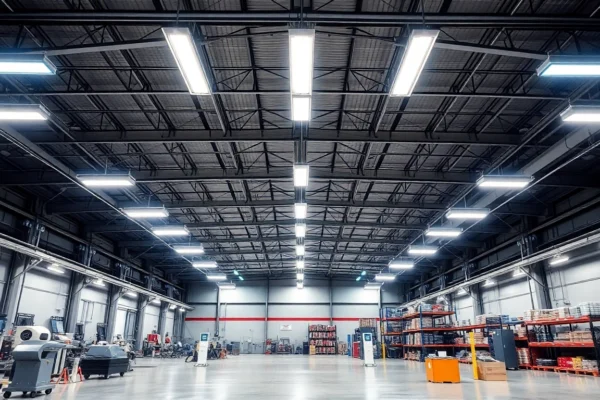 Optimale Beleuchtung in Industriehallen: Effizienz, Qualität und Innovation mit LED-Technik Moderne Industriehalle mit LED-Beleuchtung und hoher Effizienz