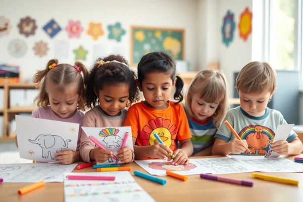Vibrant coloring pages on mycolor.school showing kids coloring elephants, Thanksgiving turkeys, and pride symbols to inspire creative learning.