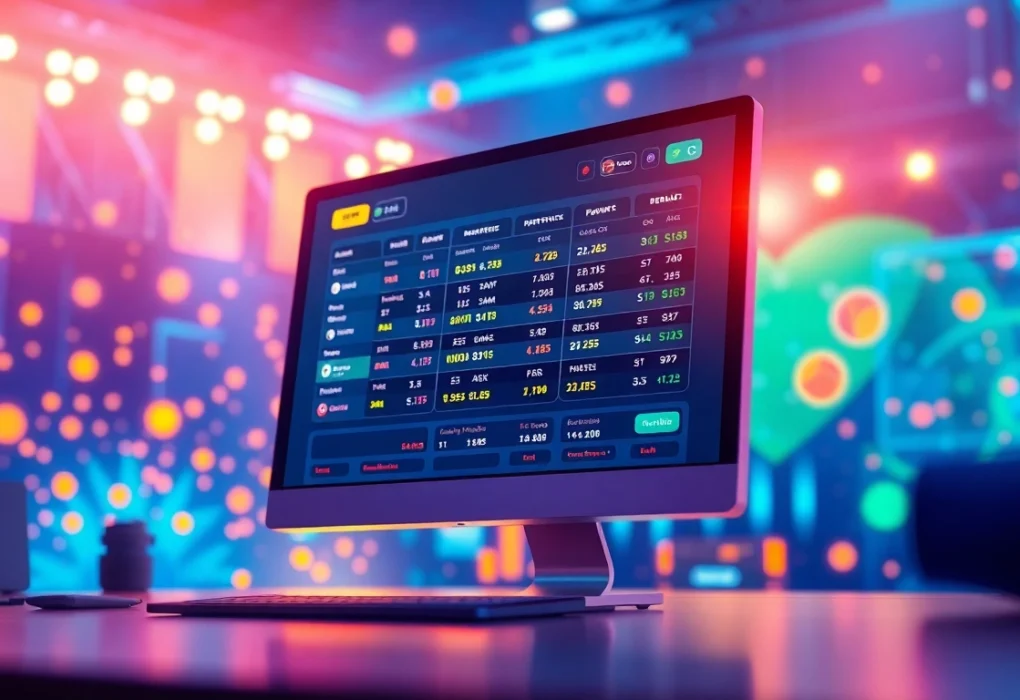 An illustration of an online sports betting platform with live odds and sports icons.
