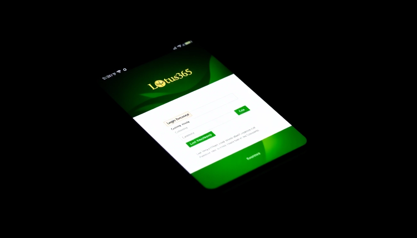 Secure Lotus365 login interface on mobile device showing quick access to sports betting and casino features for Indian users.