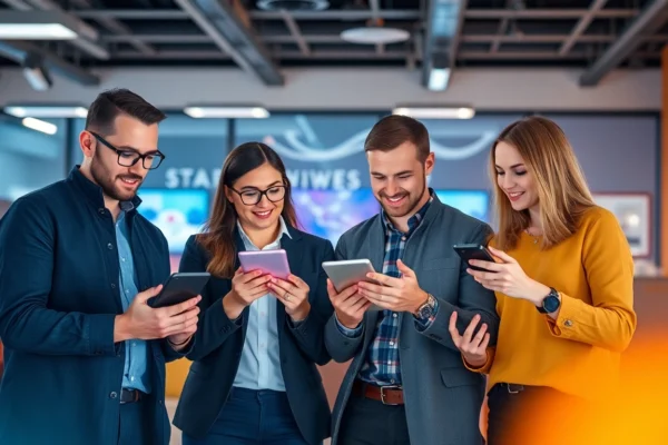Stay Ahead with the Latest Startup Updates: Key Insights for Entrepreneurs in 2024 Business professionals analyzing the latest startup updates on digital devices in a vibrant
