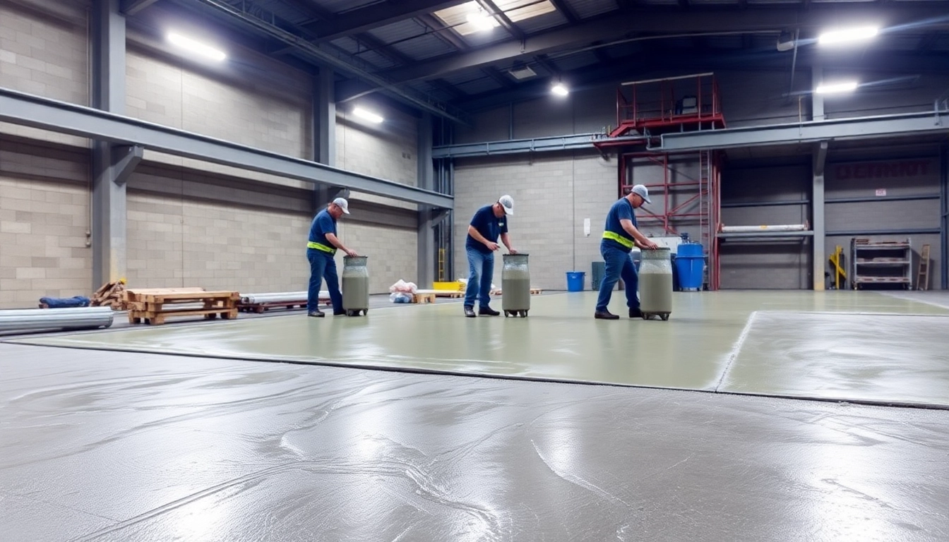 Professional team applying liquid screeding Birmingham for high-quality flooring installation
