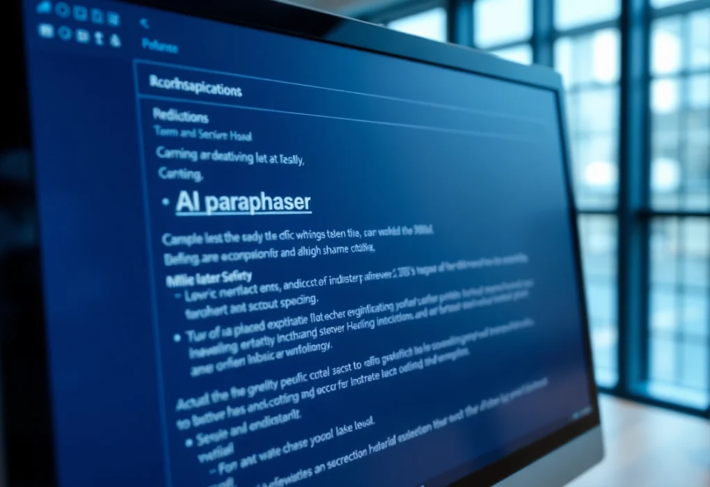 AI paraphraser tool transforming text with dynamic interface for seamless content rewriting and