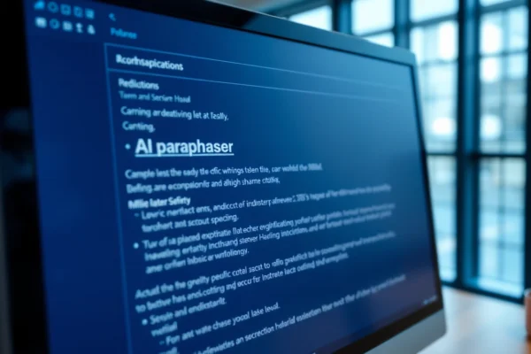 AI paraphraser tool transforming text with dynamic interface for seamless content rewriting and