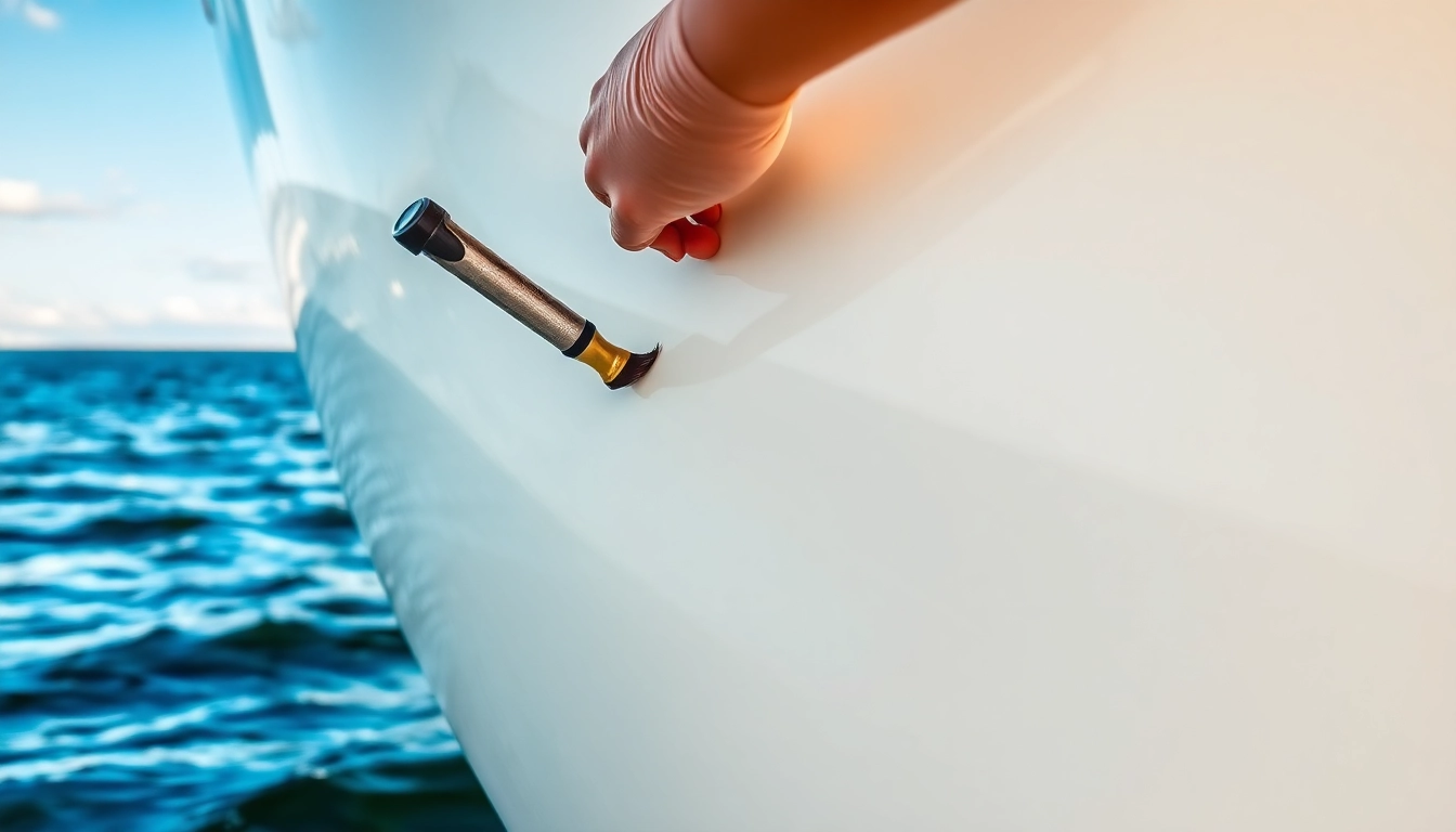 Professional applying Boots Versiegelung to a boat surface to enhance protection and shine with